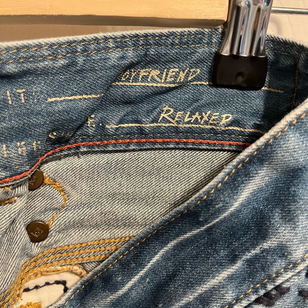Vintage Eddie Bauer Distressed Patchwork Jeans Relaxed Boyfriend Back Buckle - Picture 13 of 14